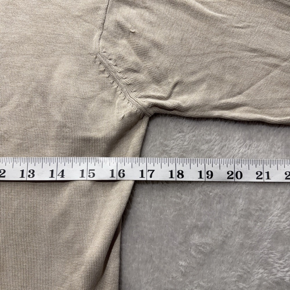 Windridge Mock Neck Sweater Womens M Tan 100% Silk Knit Vintage Preppy Casual - Picture 12 of 13
